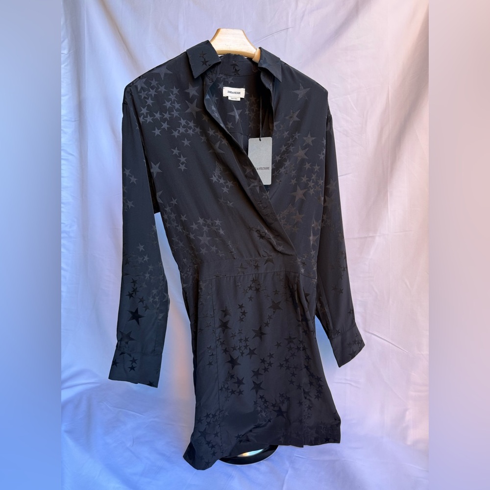 Zadig & Voltaire “Ravy Jac Stars” Dress, S, Black Jacquard Stars  NWT